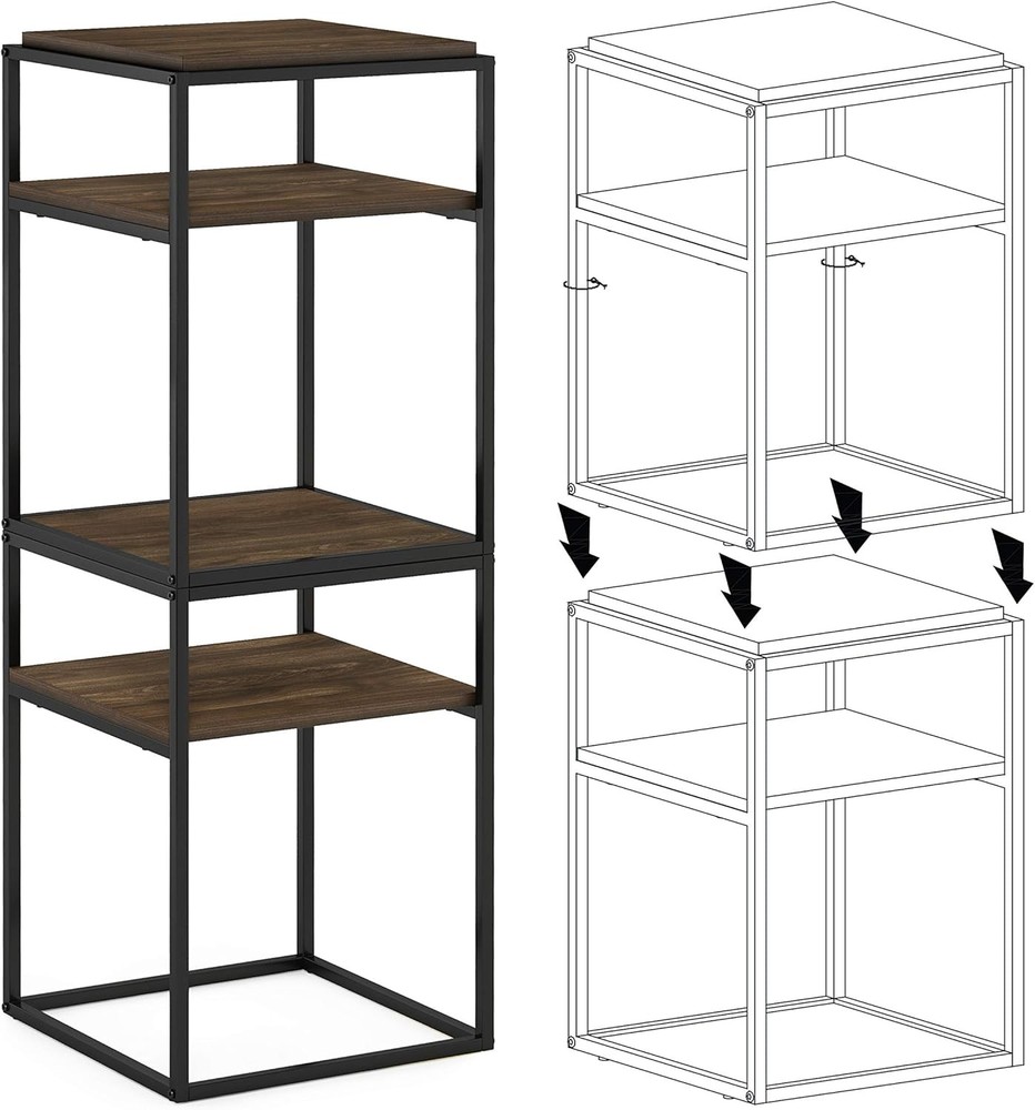 Moretti Side Table 2-Tier Stackable Metal Frame End Table W/ Open Shelf Night