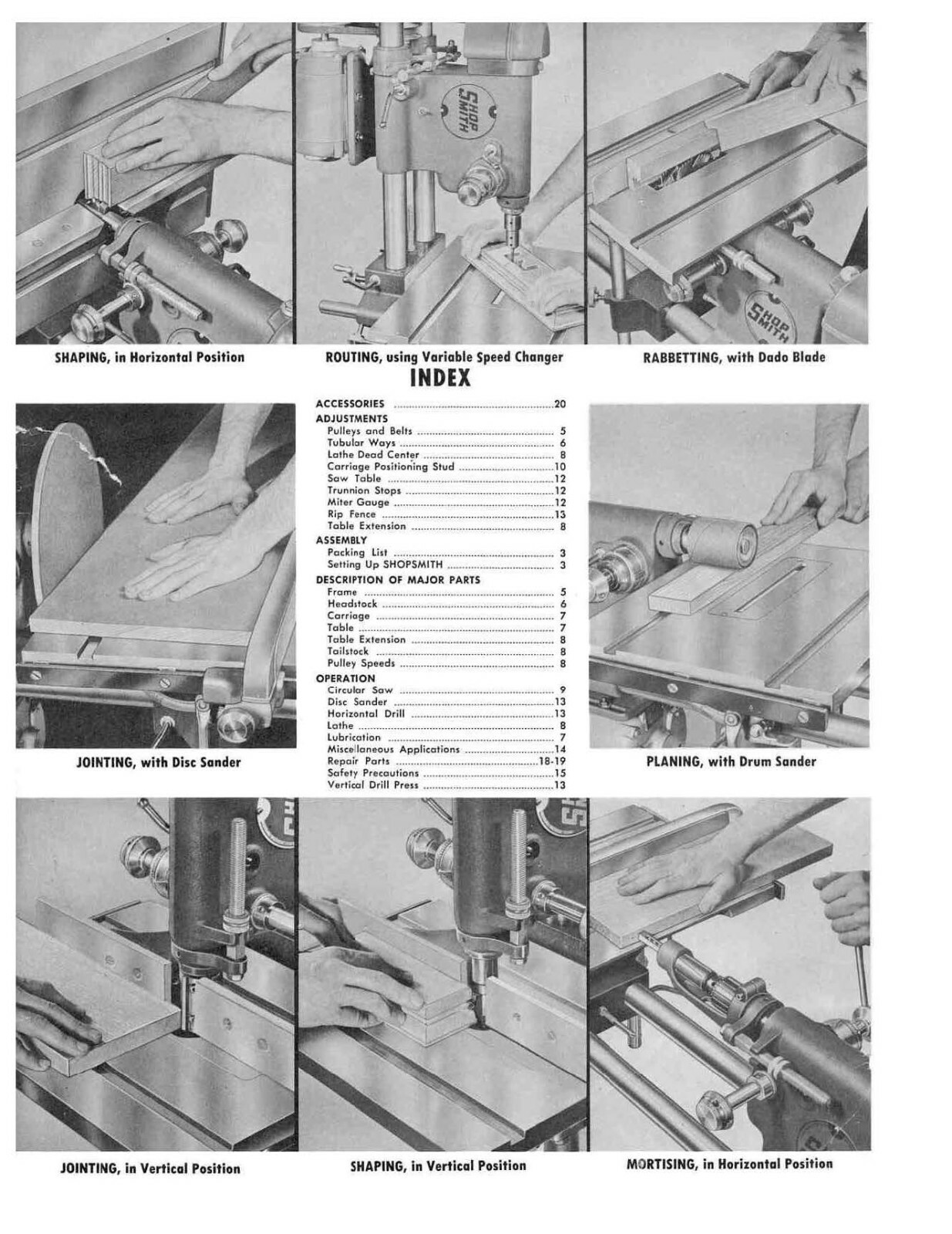 10 Owner's Guide & Parts Manual Fits SHOPSMITH Model 10-ER