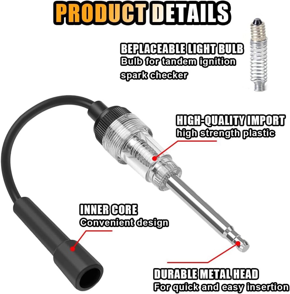 Inline Spark Plug Tester, Straight Boot Ignition Coil Tester 2 PCS, Brown