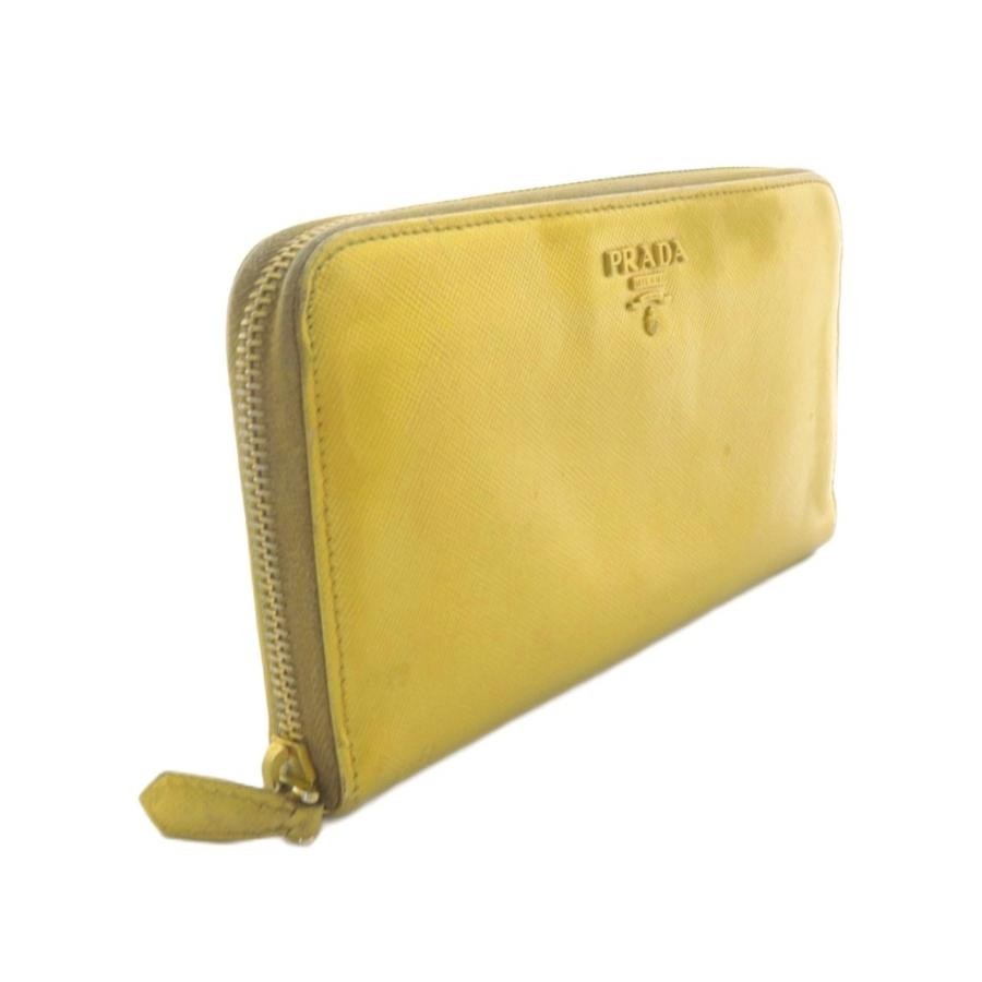 PRADA Logo Long Wallet Yellow Women's