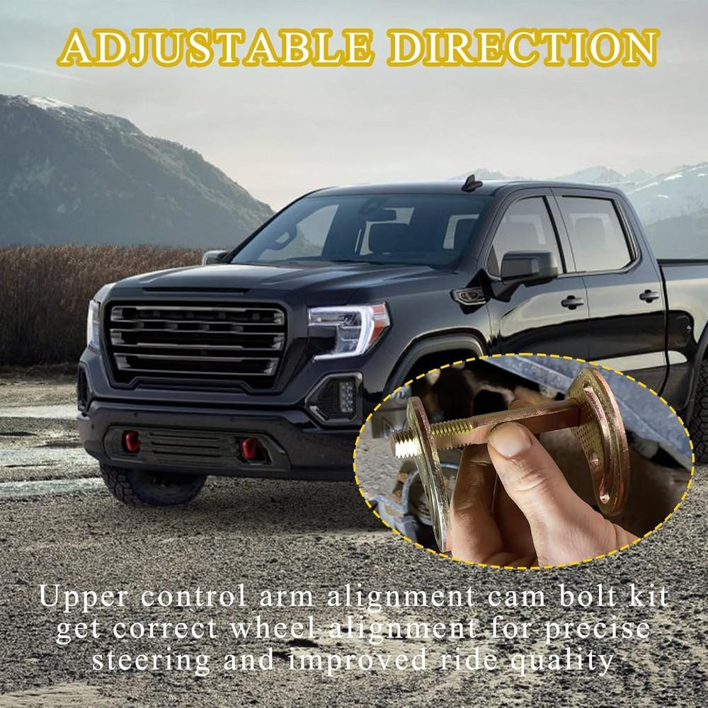 Enhanced Upper Control Arm Alignment Cam Bolt Kit for 99-18 Chevy/GMC Models