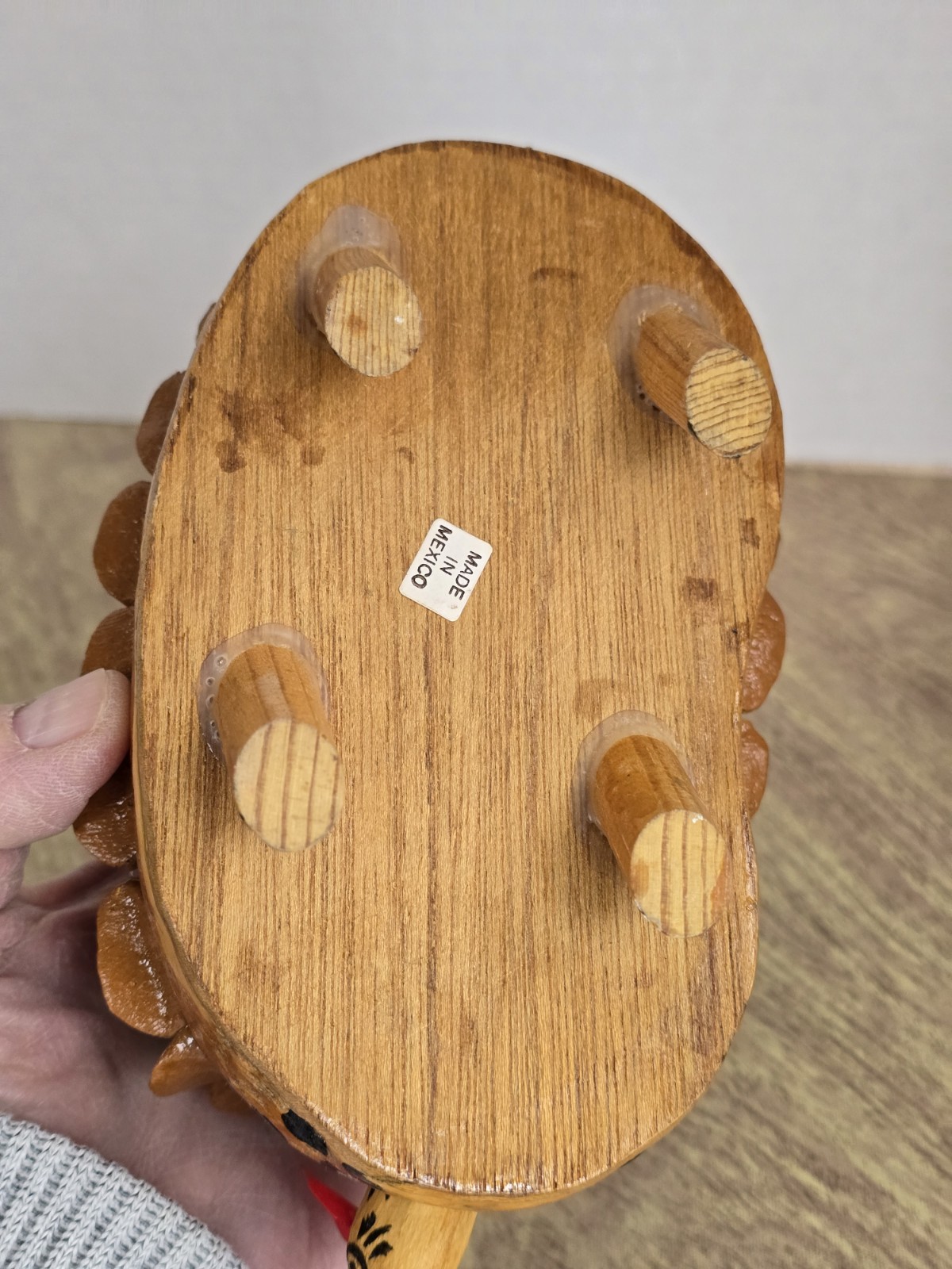 Vtg Armadillo Alebrije Bobble Head Hand-Made Mexican Folk Art Wooden