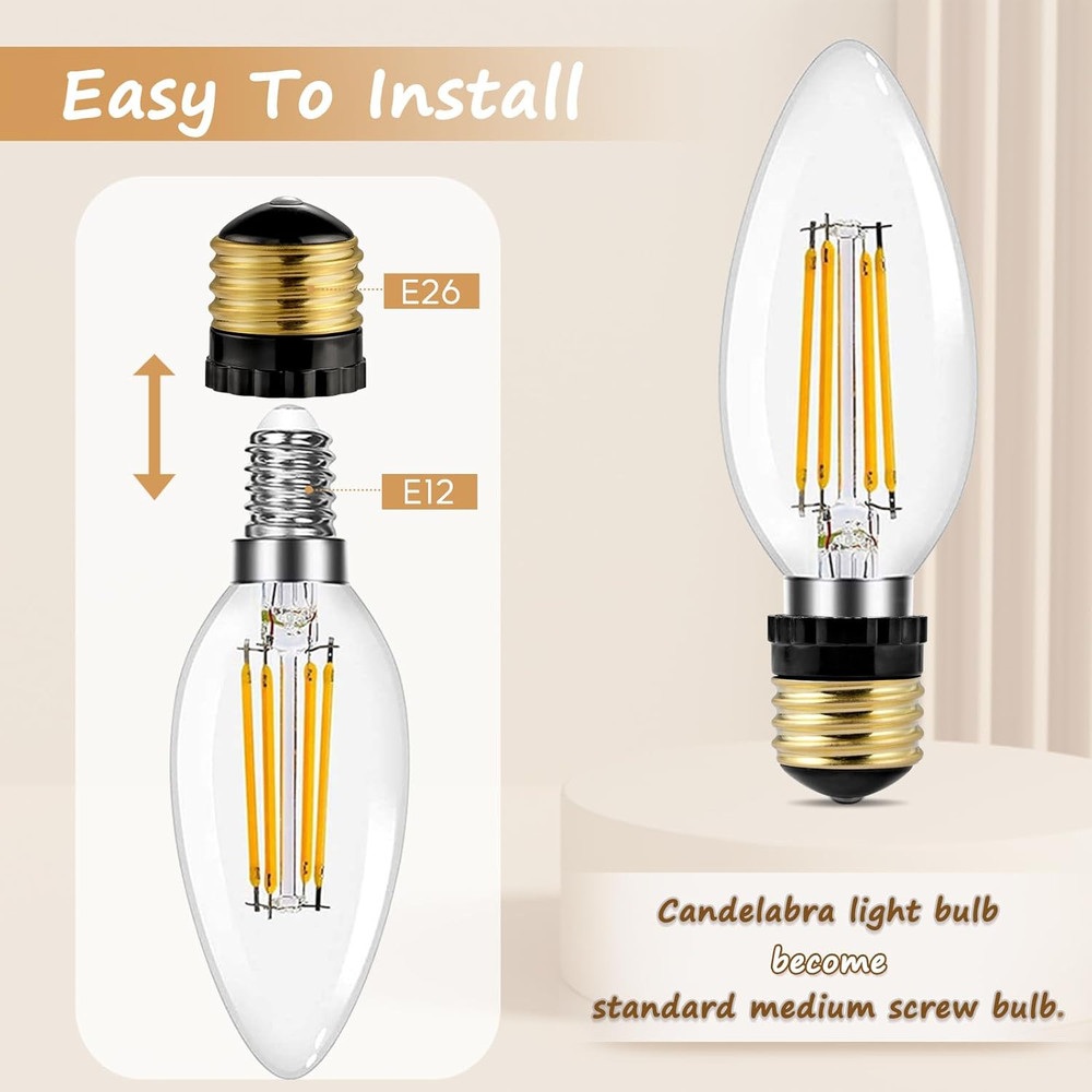 E26 to E12 Light Socket Adapter, Standard Socket to Candelabra Bulb Socket Adapt