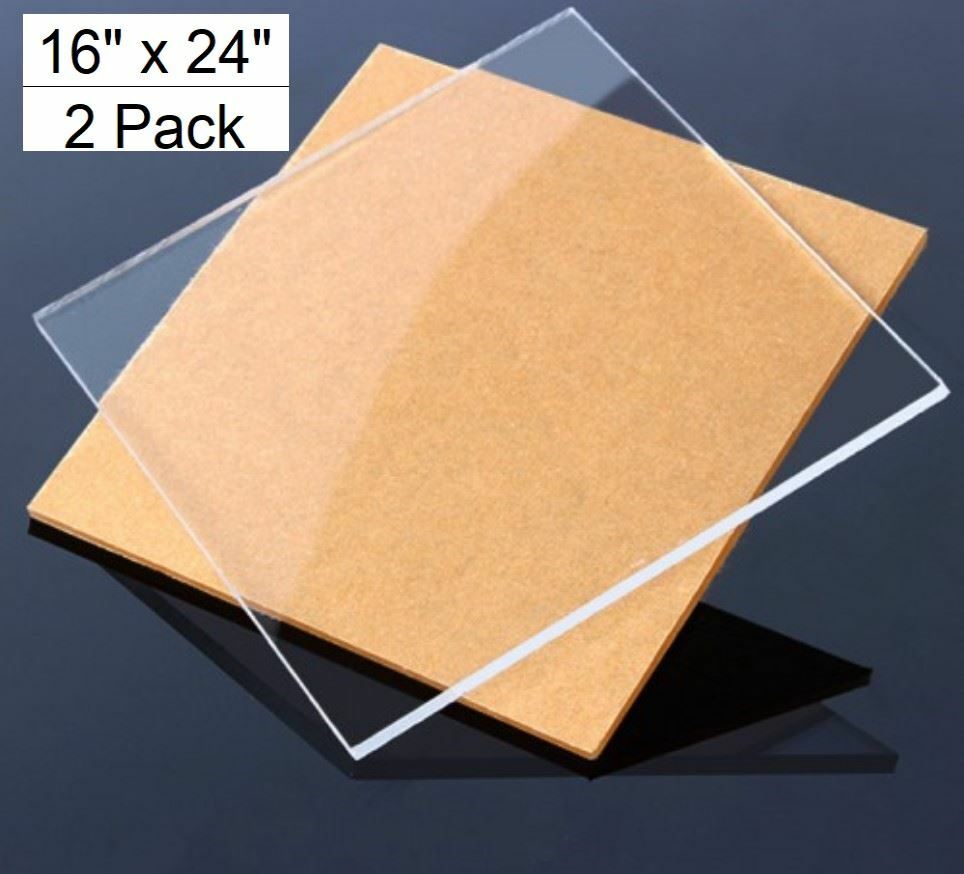 2 Pack Clear Cast Acrylic Plexiglass Sheets 1/8 inch (3mm) Thick