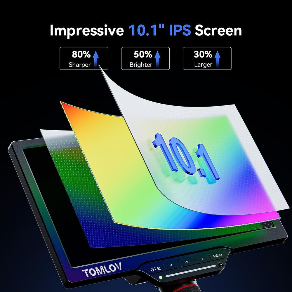 TOMLOV DM202 Max Digital Microscope 1500x HDMI Soldering Microscope 10.1"Screen