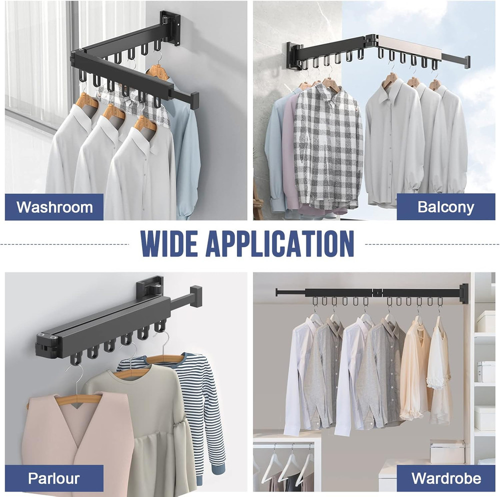 MIFXIN Clothes Drying Rack Foldable Wall Mounted Retractable Laundry Drying Rack