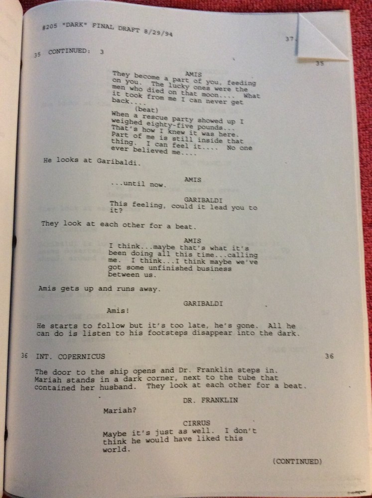 ORIGINAL SCRIPT BABYLON 5 THE LONG DARK #205 BRUCE BOXLEITNER JERRY DOYLE