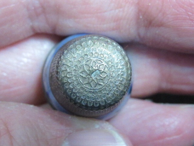 Enamel & Sterling Silver Thimble - Windmill Scene