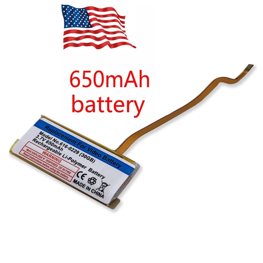 5X 650mAh Replacement Battery for Apple iPod Classic Video 5th, 6th, 7th -THIN