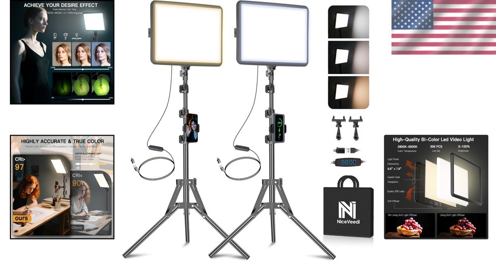 2-Pack LED Video Light Kit - Dimmable 2800-6500K Lighting for Creators