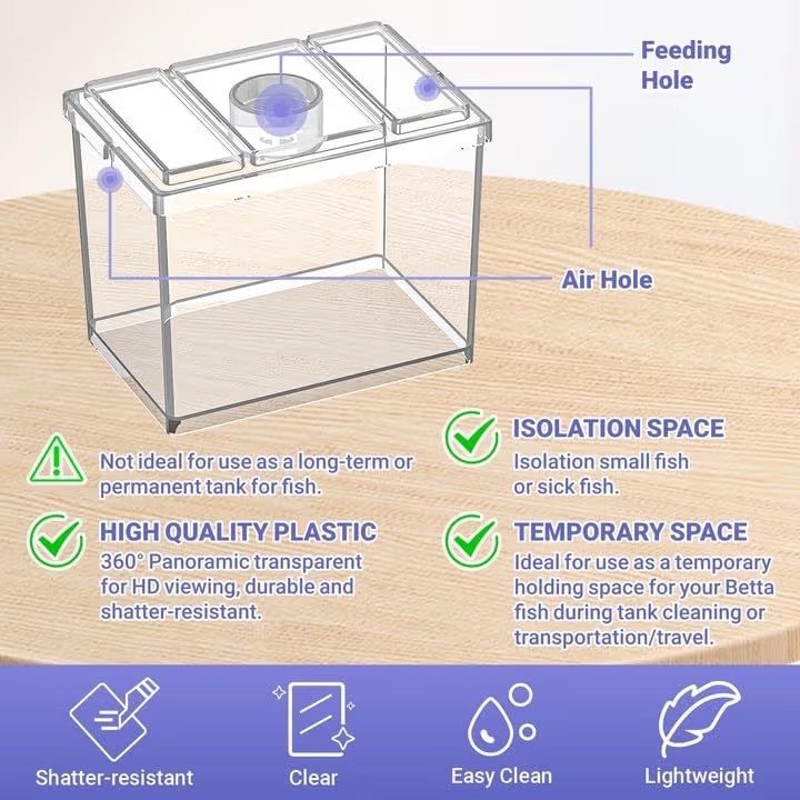 Mini Betta Fish Tank Kit with LED Light Base, Small Fish Bowl for Temporary...