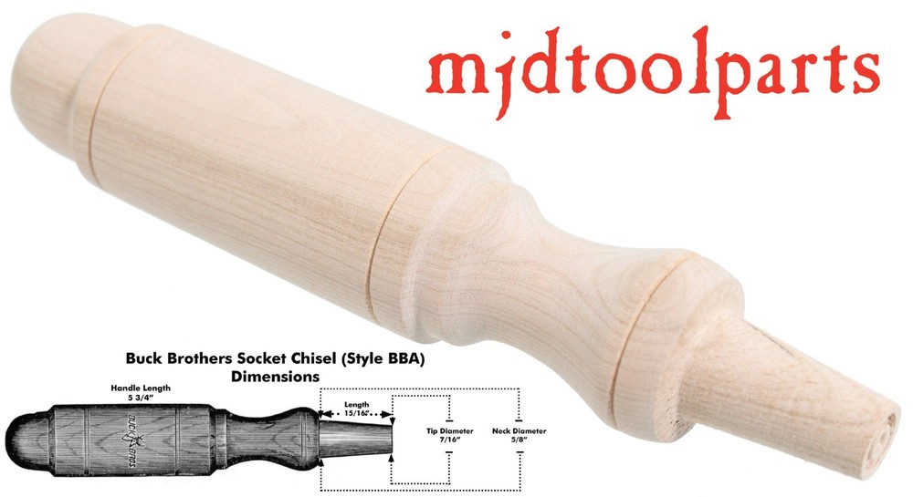 Amish Turned Hickory Socket Chisel Handle- Buck Brothers-Type BBA - mjdtoolparts
