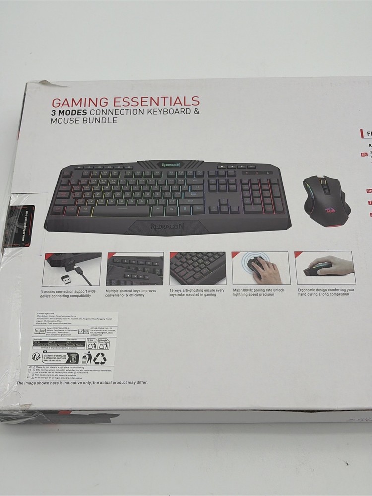 Redragon Gaming Essentials 3 Modes Connection Keyboard And Mouse Bundle - Black