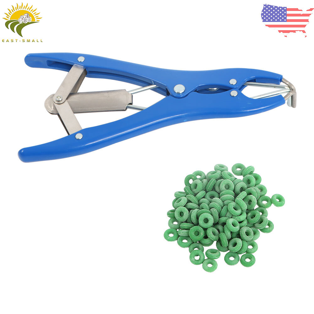 Bander Docking Elastrator Lamb Sheep Castration Applicator With 100 Rubber Ring