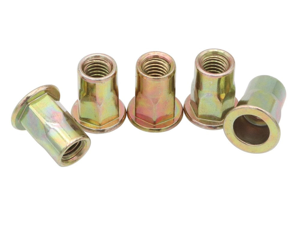LBY 60pcs Carbon Steel Rivet Nuts, M6 Thread Insert Nutsert (Half-Hexagonal) ...