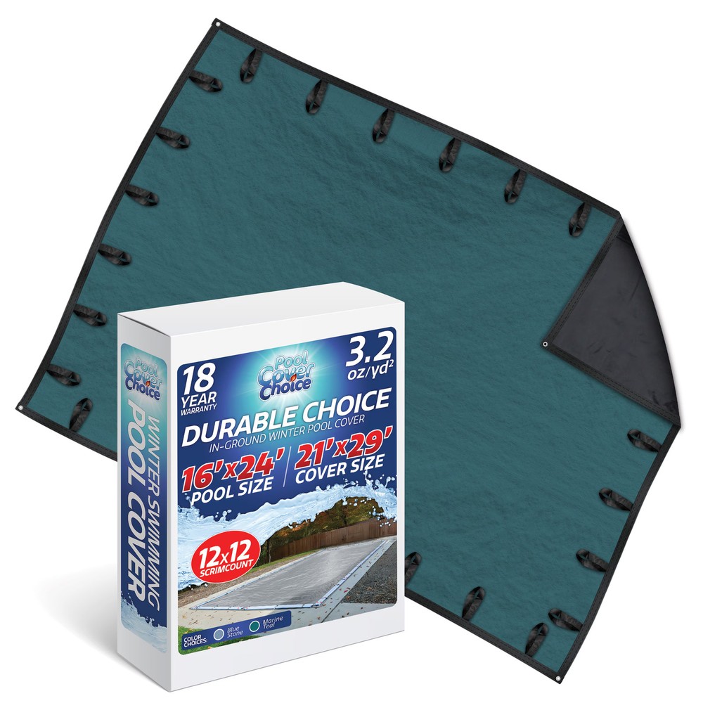 PoolCoverChoice Winter Swimming Pool Cover for 16 ft x 24 ft Rectangular Pool