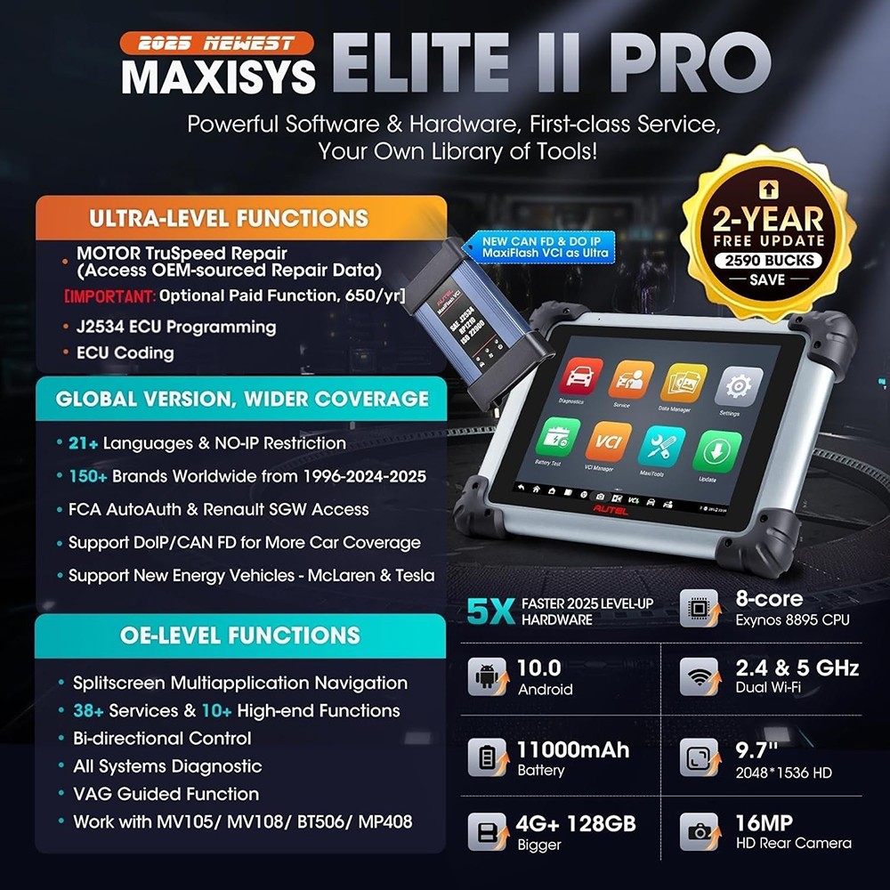 2026 Autel MaxiSys Elite II PRO ULTRA Scanner J2534 E.CU Programming Coding Tool