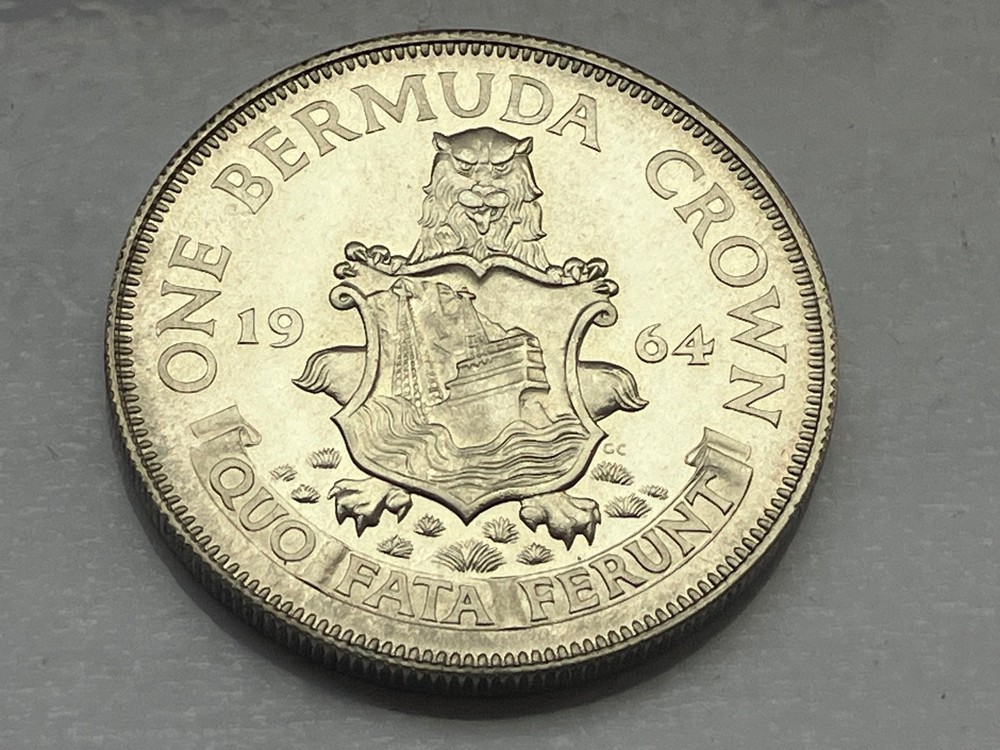 1964 BERMUDA Silver 1 Crown Coin