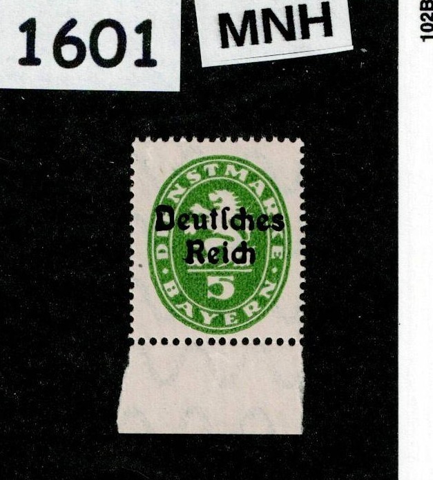 MNH stamp  Sc 052  German Republic Bavaria Bayern 1920 Overprint     #1601
