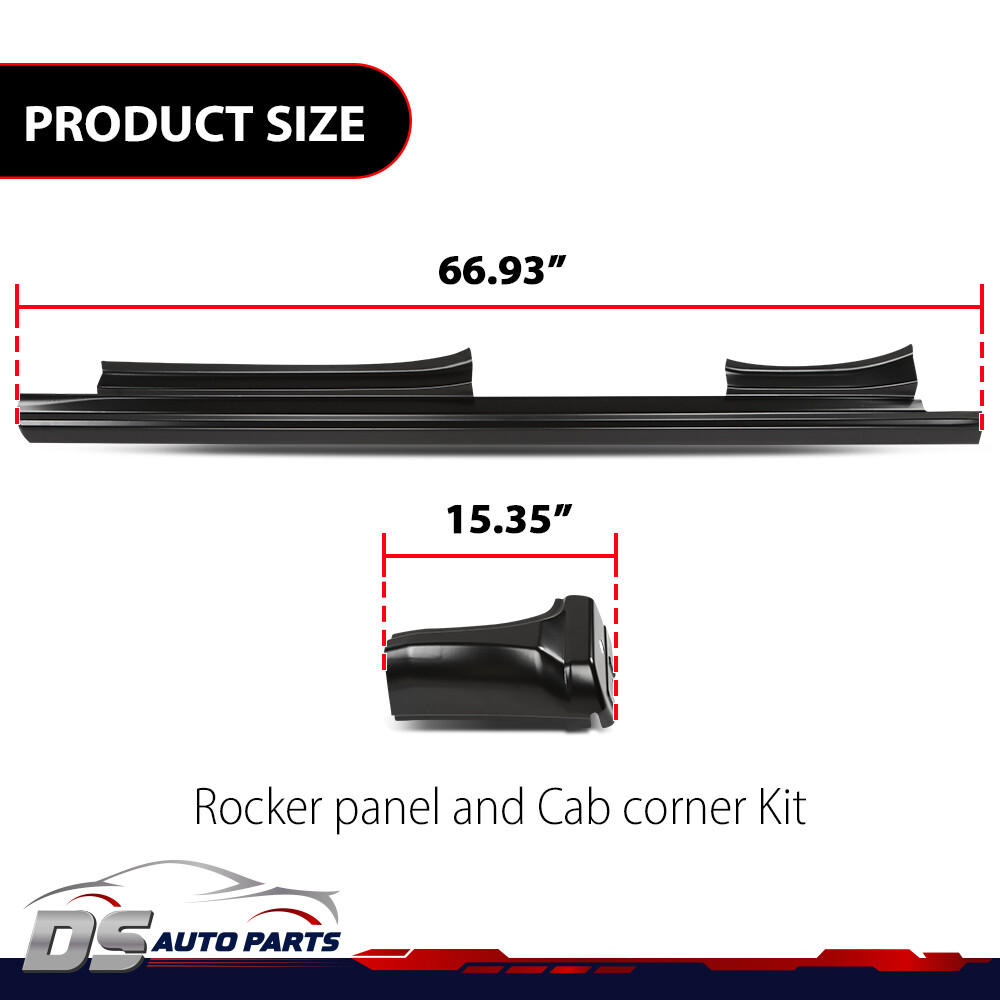 Fit For 14-18 Chevy Silverado GMC Sierra Double Cab Rocker Panels & Cab Corners