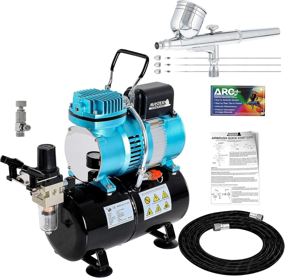 Versatile Airbrush & Compressor Set with 3 Nozzle Tips for Artists & Hobbyists