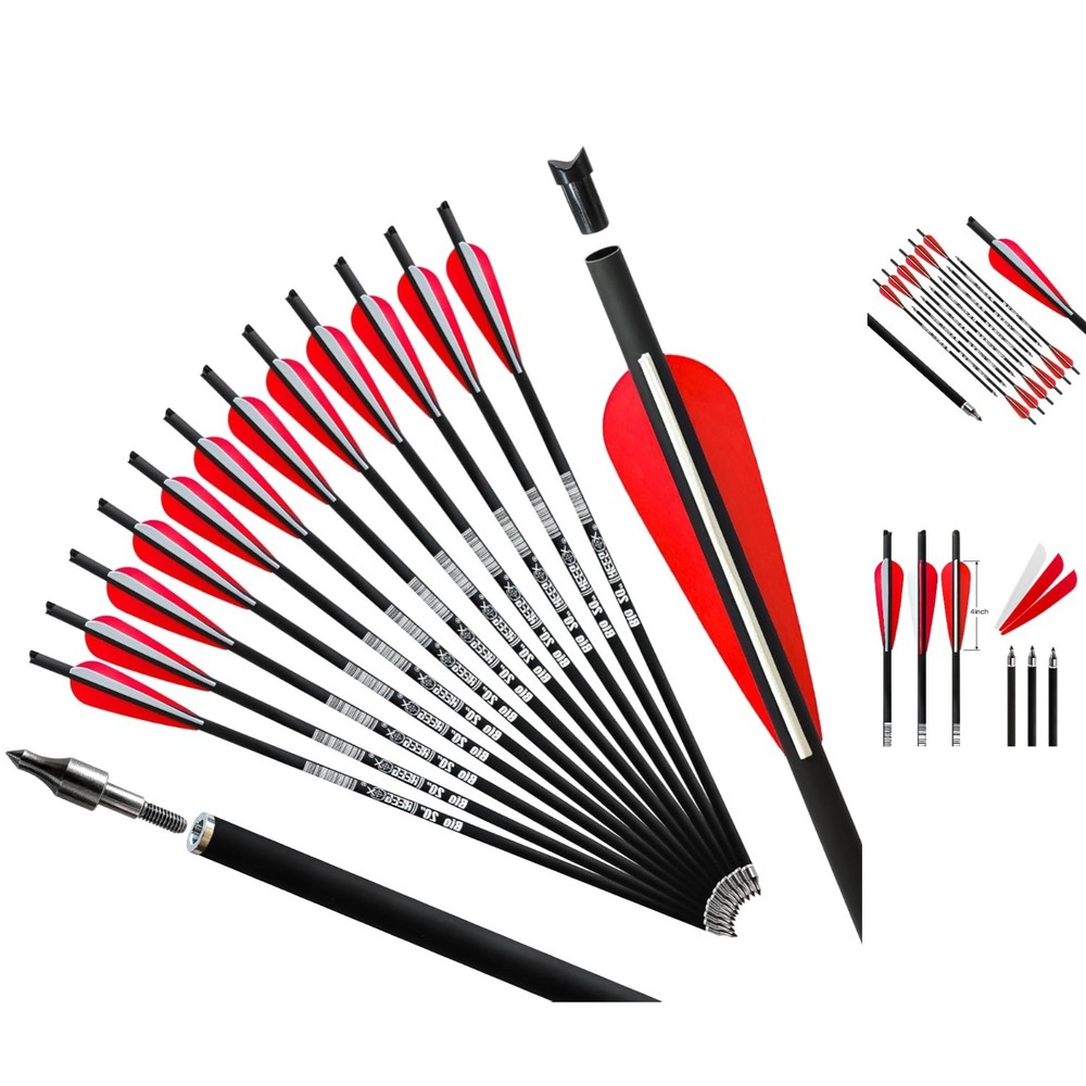 Eco-Friendly Carbon Crossbow Bolts - Consistent 12-Pack - Perfect for Practice