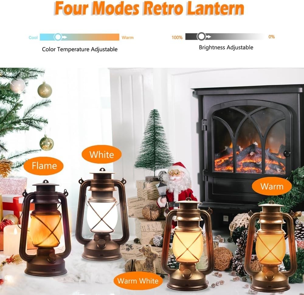 2 Pack LED Rechargeable Camping Lanterns Waterproof Flickering Flame Remote