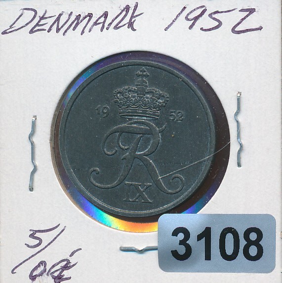 DENMARK -  5 ORE - 1952 - #3108