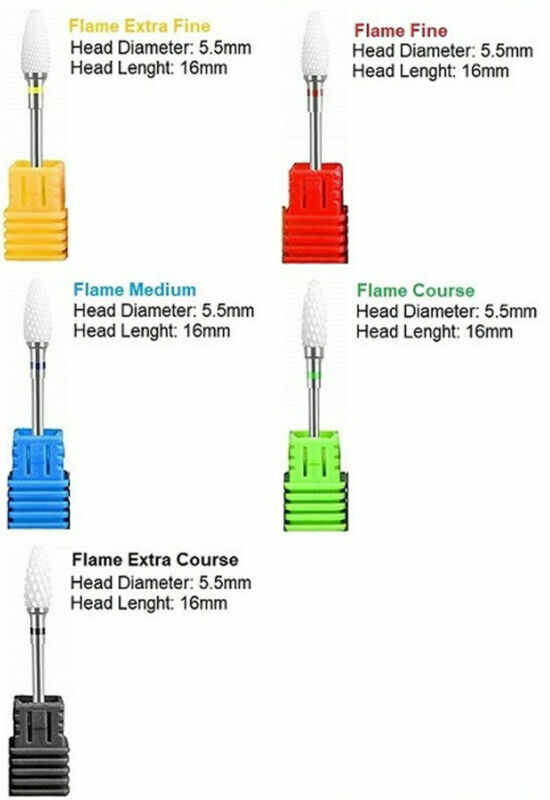 Ceramic Nail Drill Bits Set, Shank Professional Corn Shape 5pcs