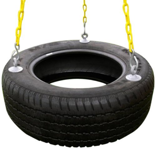 Rubber Tire Swing for Backyard Outdoor Playsets - 3 Rubber Coated Swing Chains