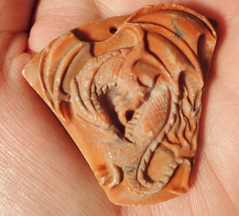 Jasper Carved Dragon Pendant
