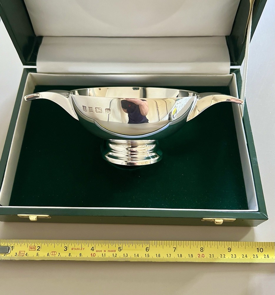 Solid Silver Large Heavy Quaich Bowl In Original Box