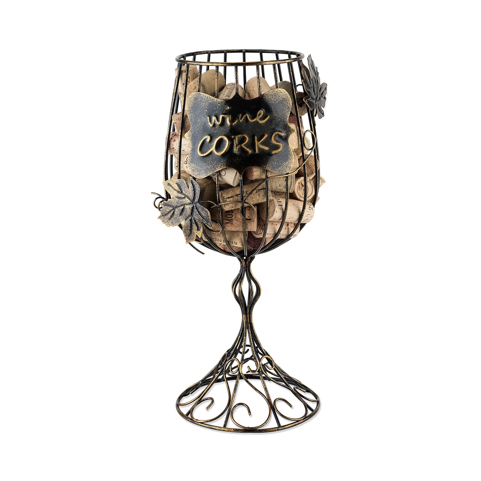 True Wine Glass Cork Holder, Decorative 13.75" H x 6" W,
