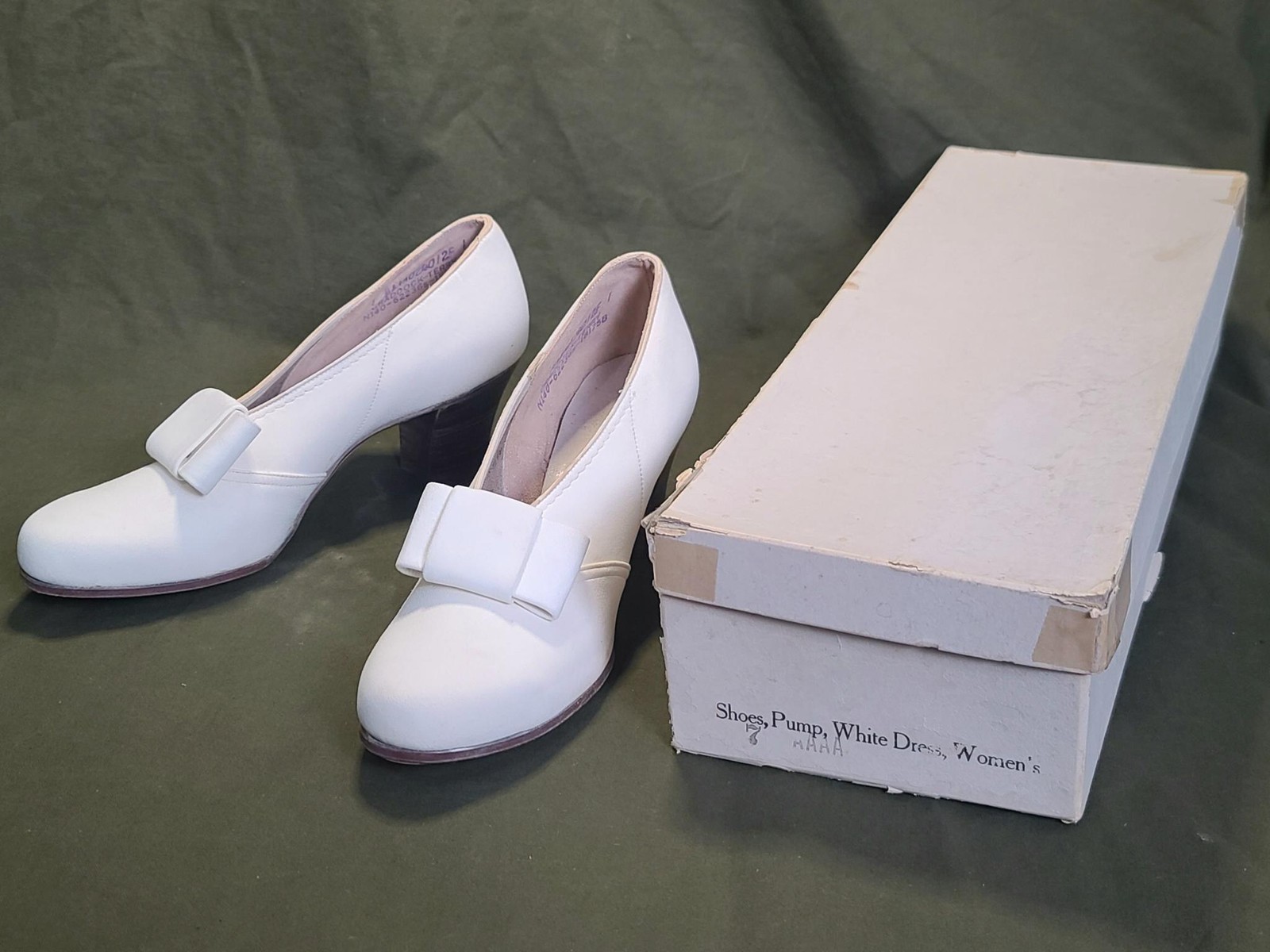 WWII Women's White US Marine Corps Bow Pump Shoes in Box Uniform USMC WAVES 7