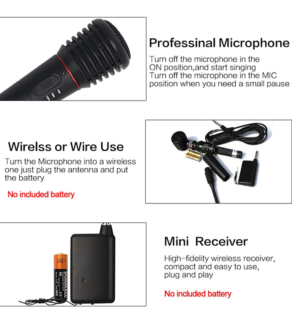 Handheld Wireless&Cable wired Microphone System Speaker For meeting Music DJ