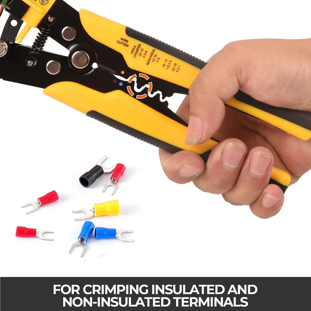 Self-Adjusting Insulation Wire Stripper Cable Cutter Crimper Terminal Tool 8"