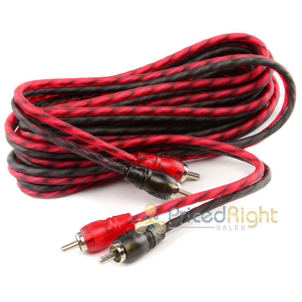 DS18 12 ft 2 Channel Shielded Twisted Interconnect RCA Audio Cable Amp Cables