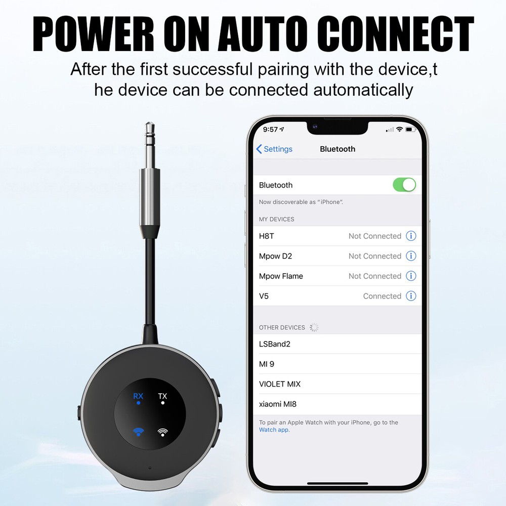 Bluetooth 5.3 Wireless Transmitter Receiver Car FM Aux Audio Adapter 3.5mm Jack