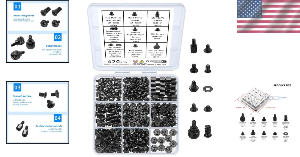 Versatile 420-Piece Computer Standoff and Screw Set - Rust-Resistant & Durable