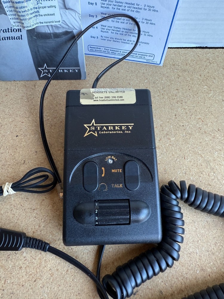 Starkey Earborne Headset Model E-4 w/User Manual
