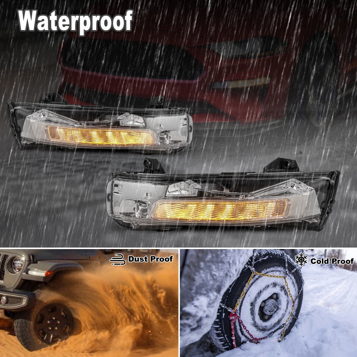 PAIRS Fog Lights For 2018-2022 Ford Mustang LED DRL 18-22 Sequential Turn Signal