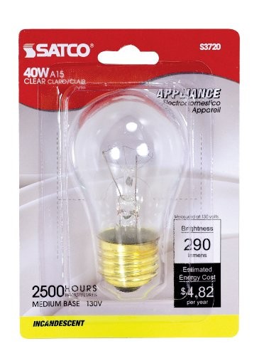 S3720 130V Medium Base 40-Watt A15 Light Bulb, Clear