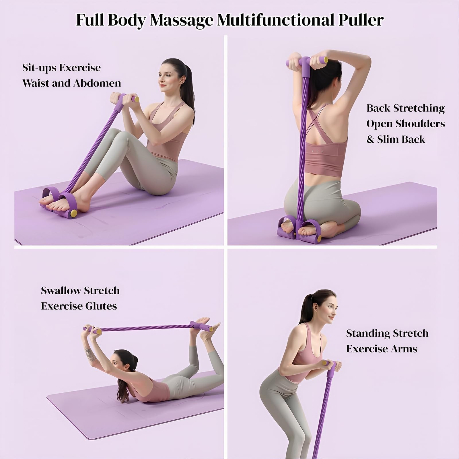 Multifunction Fitness 6-Tubes Pedal Resistance Bands with Handles，Pull up Ass...