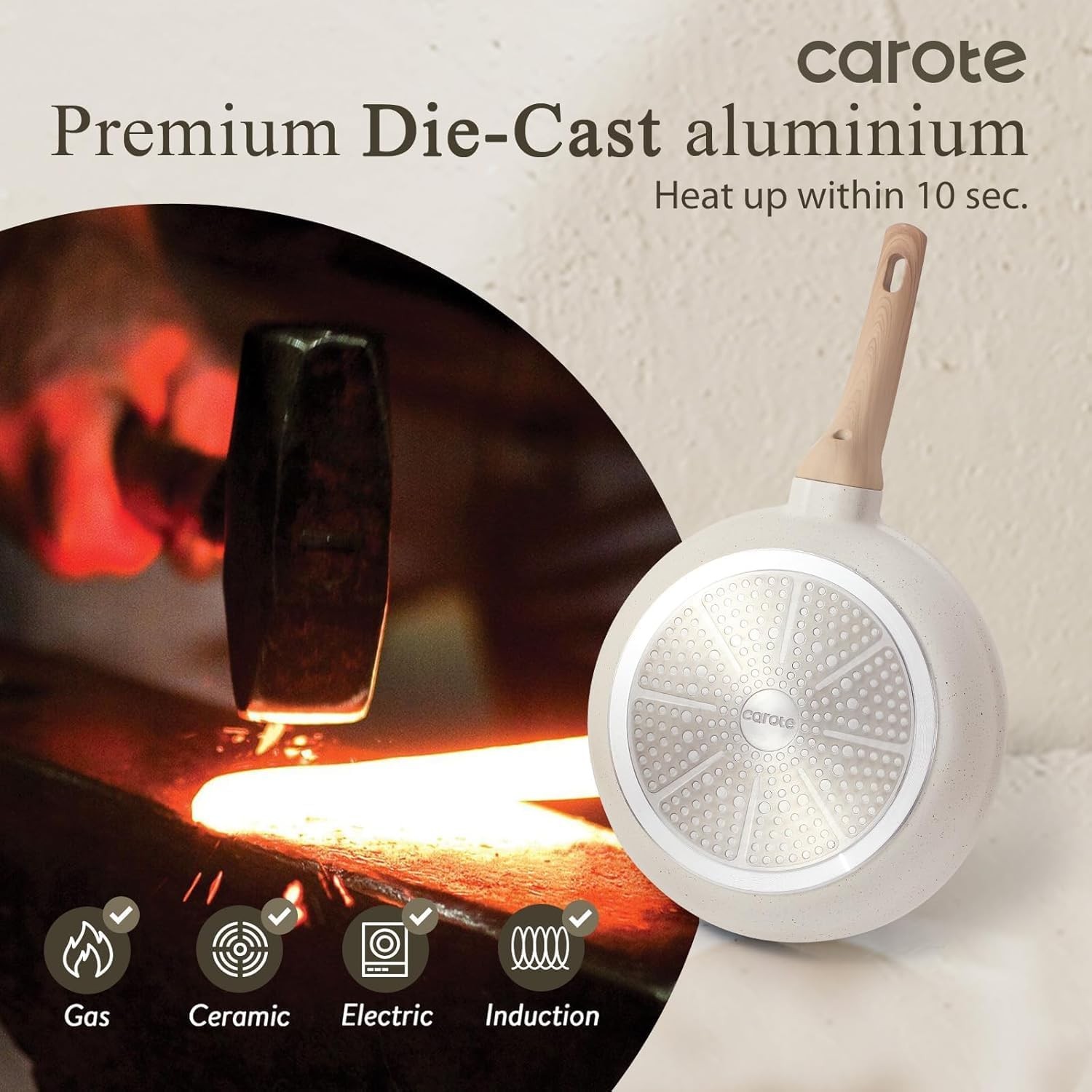 8 Inch Non Stick Frying Pan with Lid,White Granite Nonstick Skillet Omelet Pa...