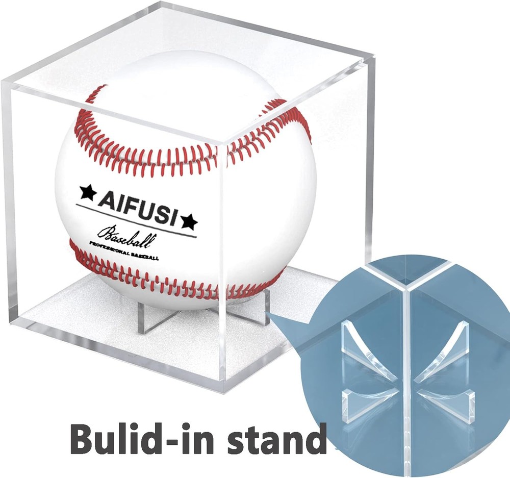Baseball Display Case, UV Protected Acrylic Cube Holder Square Clear