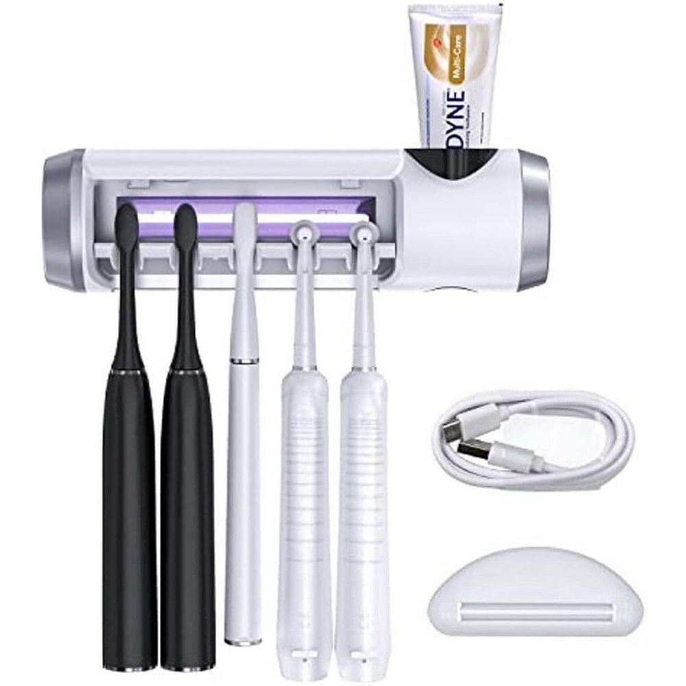 Toothbrush Holder Cleaner with Fan Drying & 6min Timing Function, 5 Toothbrus...