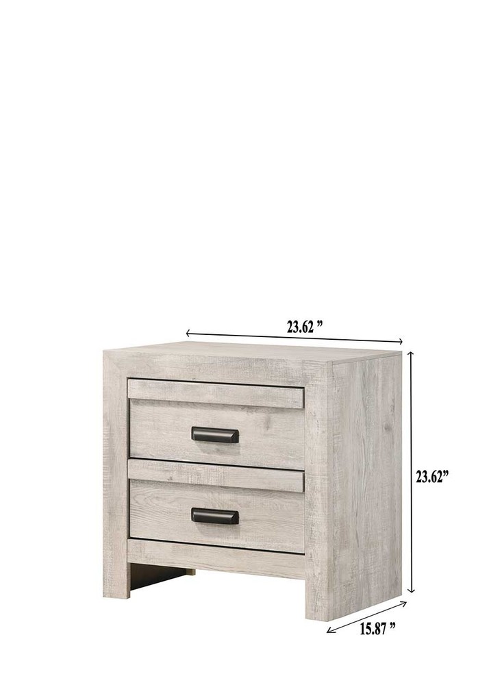 1pc Contemporary Nightstand End Table with Two Storage Drawers Rustic