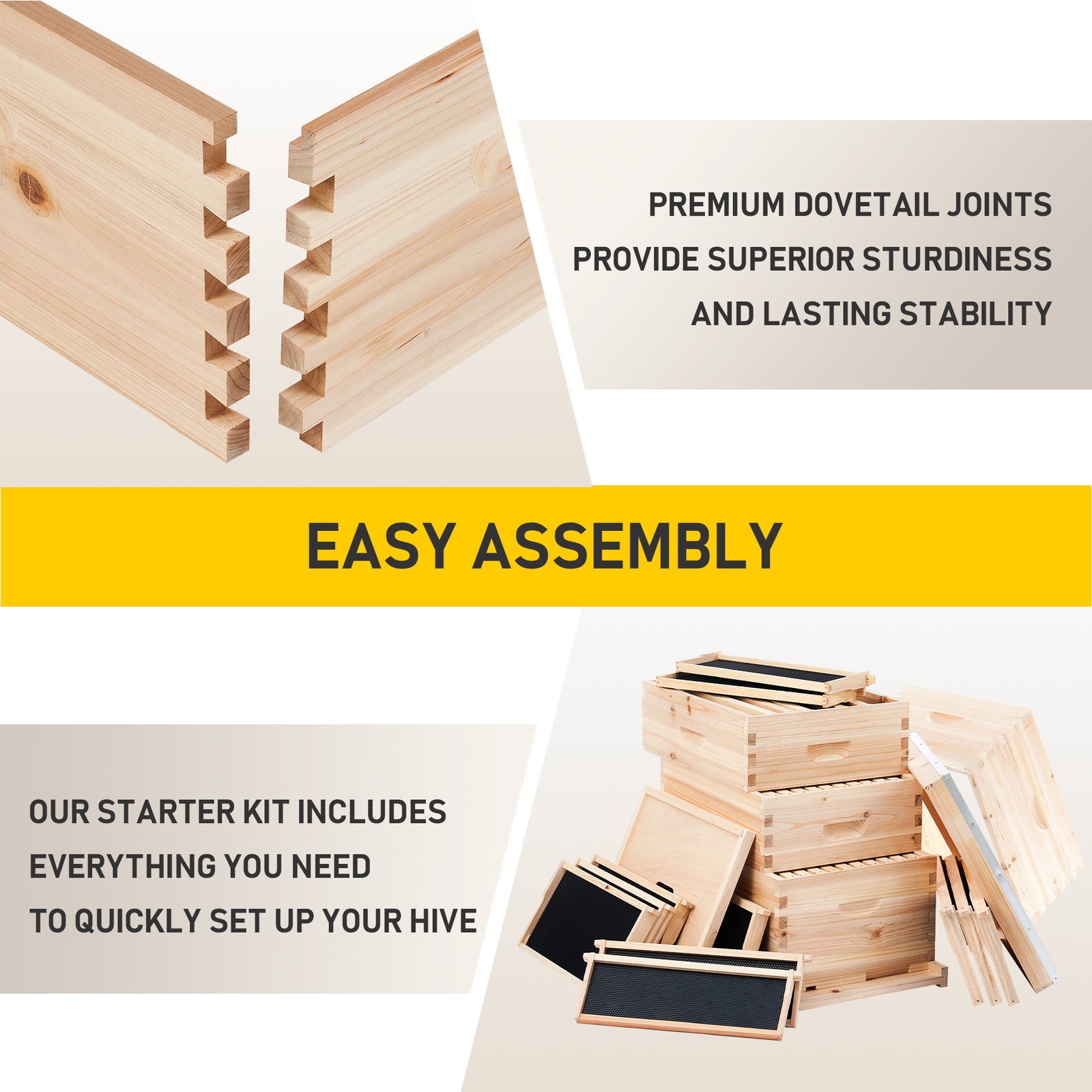 Langstroth Beehive Kit - 40 Frame Box with 20 Deep & 20 Medium Frames