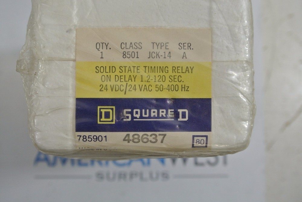 Square D 8501 JCK14 Solid State Timing Relay On Delay 1.2-120 Seconds 24V NEW