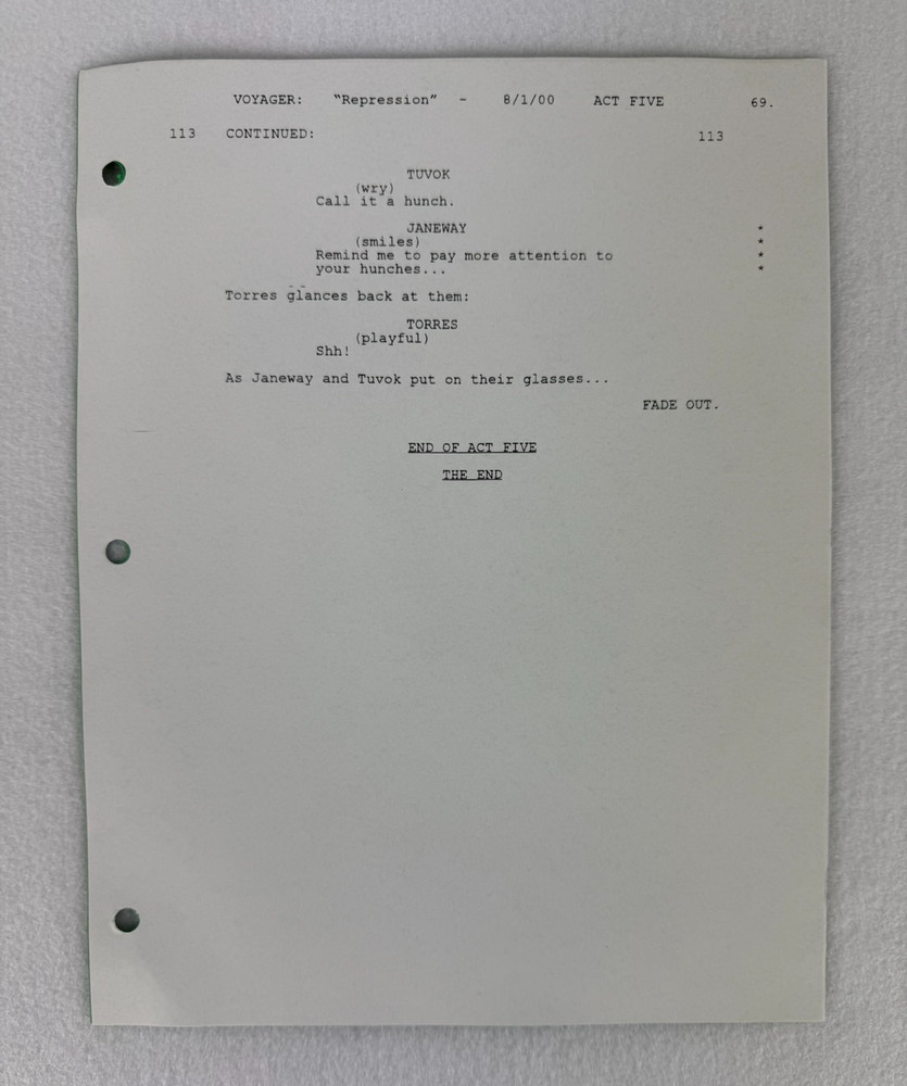 Star Trek Voyager “Repression” Final Draft Studio Script 08/01/2000